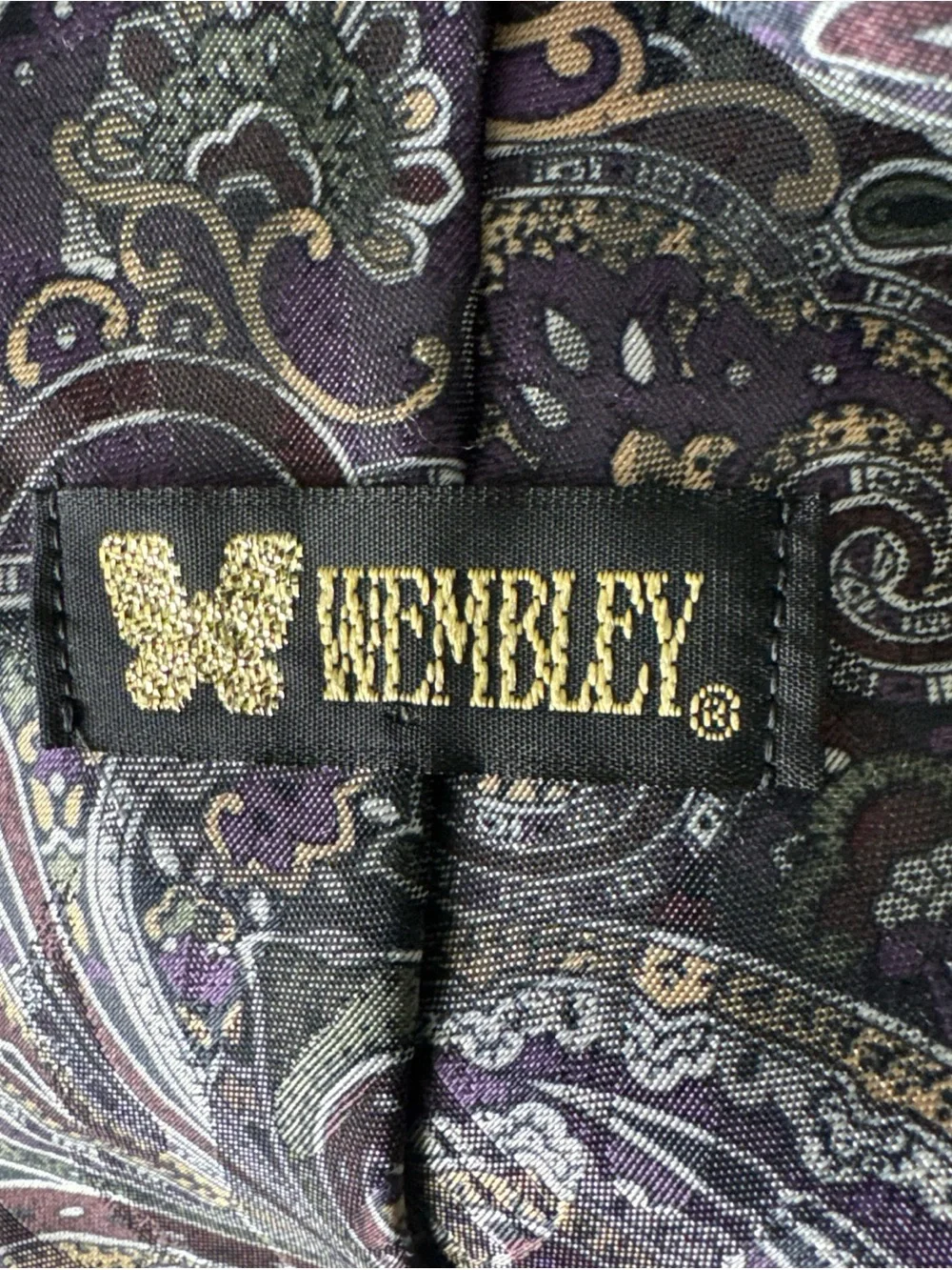 Wembley Gray Blue Tie Lot of 3 Vintage Paisley Floral Poly or Silk Made in USA